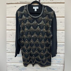 Vintage Victoria Woman NYE New Year’s Eve Event Party Beaded Sweater Tunic 2X